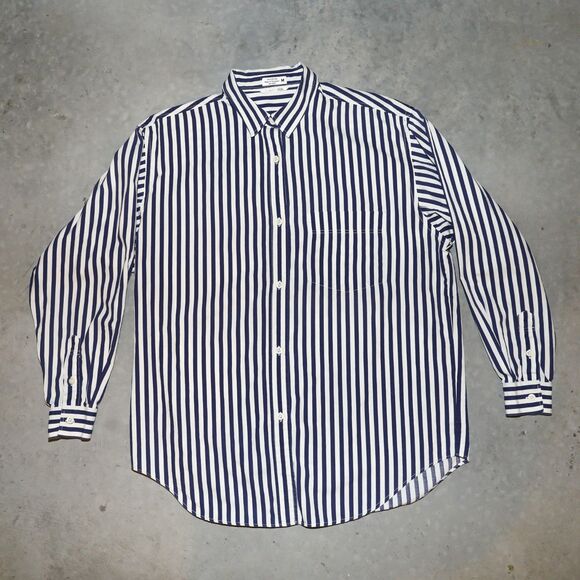 Calvin Klein Striped Button Down Shirt Classic Womens Preppy Style Shirt Medium - Picture 1 of 4